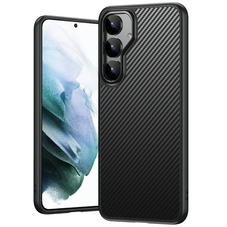 Étui magnétique compatible avec Samsung Galaxy S25+ avec texture en fibre de carbone PC + couverture TPU compatible MagSafe