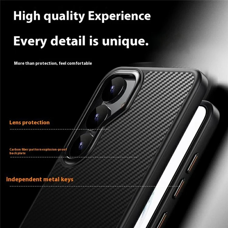 Étui magnétique compatible avec Samsung Galaxy S25+ avec texture en fibre de carbone PC + couverture TPU compatible MagSafe