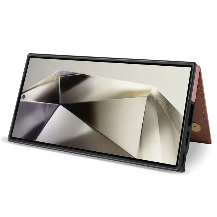 Étui pour Samsung Galaxy S25 Ultra avec dragonne, fentes pour cartes, cuir en forme de losange + housse de téléphone en TPU - Or rose