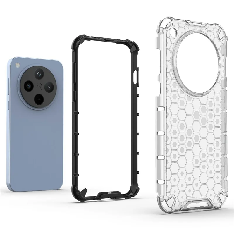 Funda para Oppo Find X8 5G, de PC+TPU, con forma de panal - Gris