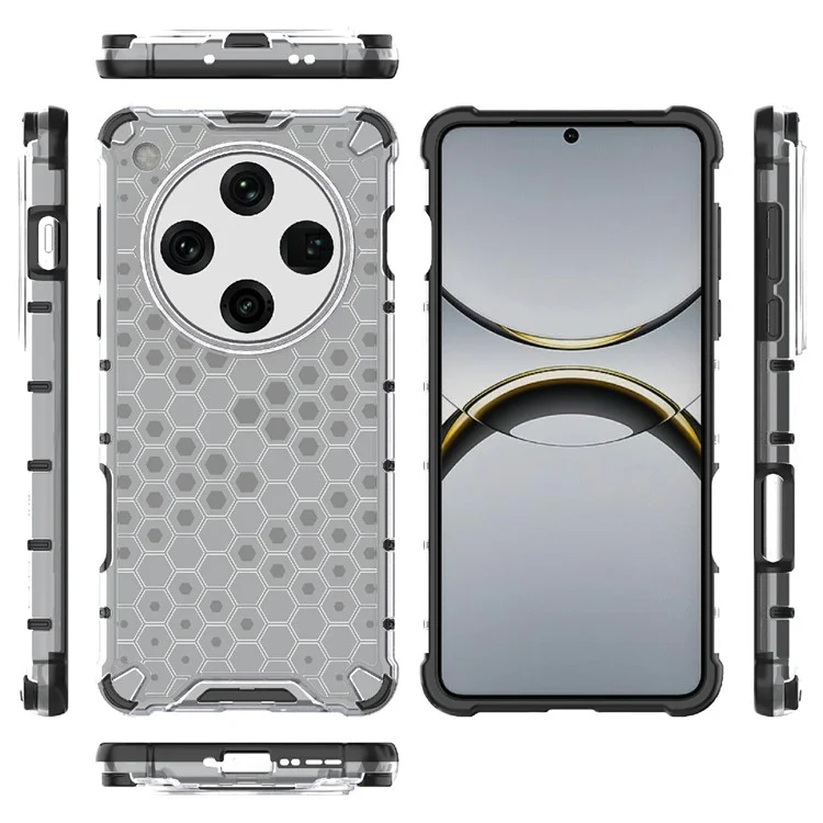 Capa para Oppo Find X8 Pro 5G PC+TPU Forma de favo de mel - Cinza