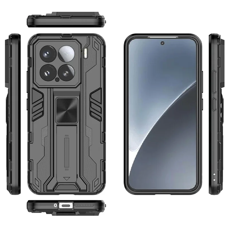 Funda para Xiaomi 15 de PC + TPU a prueba de golpes con soporte - Negro