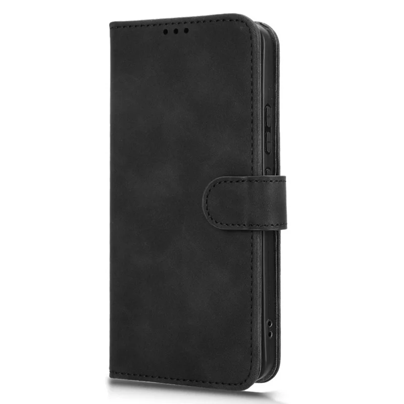 Für itel S25 4G Lederhülle mit Skin-Feel-Oberfläche, stoßfest, Wallet-Flip-Handyhülle - Schwarz