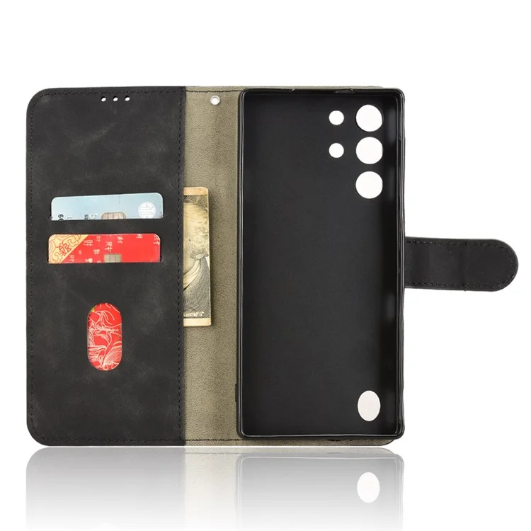 Funda de piel para ZTE nubia Red Magic 10 Pro 5G, con efecto piel, anticaída y con tapa tipo cartera - Negro