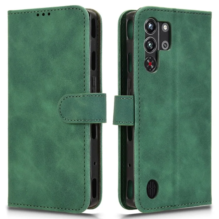 For ZTE nubia Red Magic 10 Pro 5G Leather Case Skin-Feel Anti-Drop Wallet Flip Phone Cover - Green