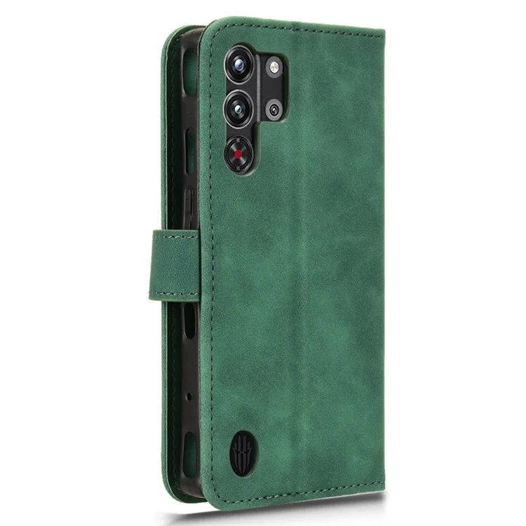 For ZTE nubia Red Magic 10 Pro 5G Leather Case Skin-Feel Anti-Drop Wallet Flip Phone Cover - Green