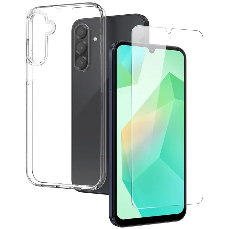NORTHJO Для Samsung Galaxy A26 5G Прозрачный чехол Мягкий ТПУ Чехол для телефона с закаленным стеклянным экраном Защитник