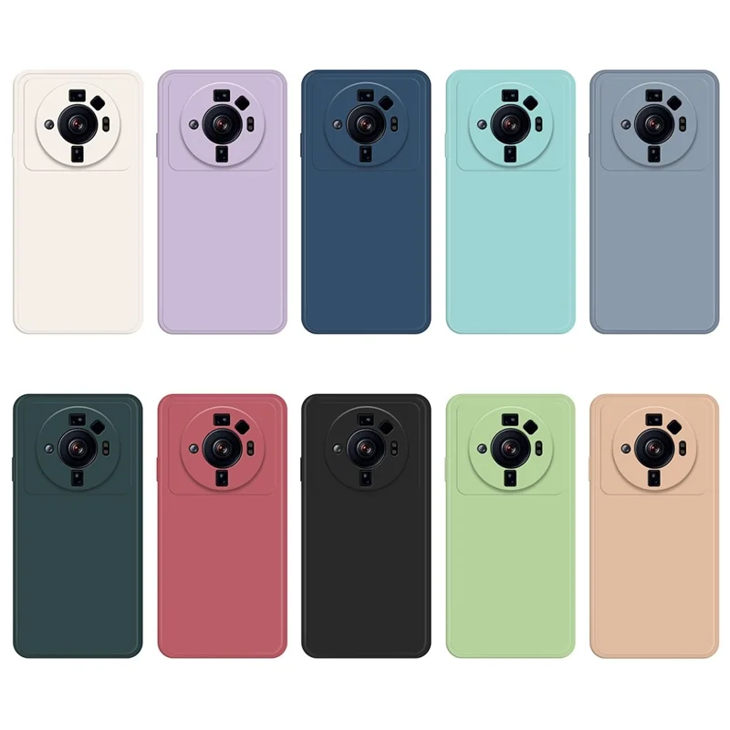 TPU Case for Xiaomi 12S Ultra 5G, Shock Absorption Microfiber Lining Rubberized Straight Edge Phone Back Cover - Grey Blue