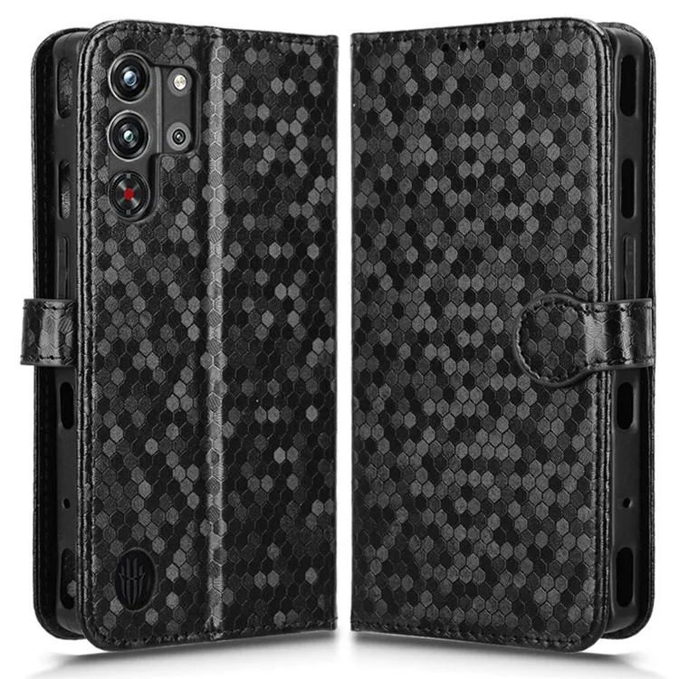 Funda de cartera para ZTE nubia Red Magic 10 Pro+ 5G / 10 Pro 5G, de piel de poliuretano con estampado de puntos - Negro