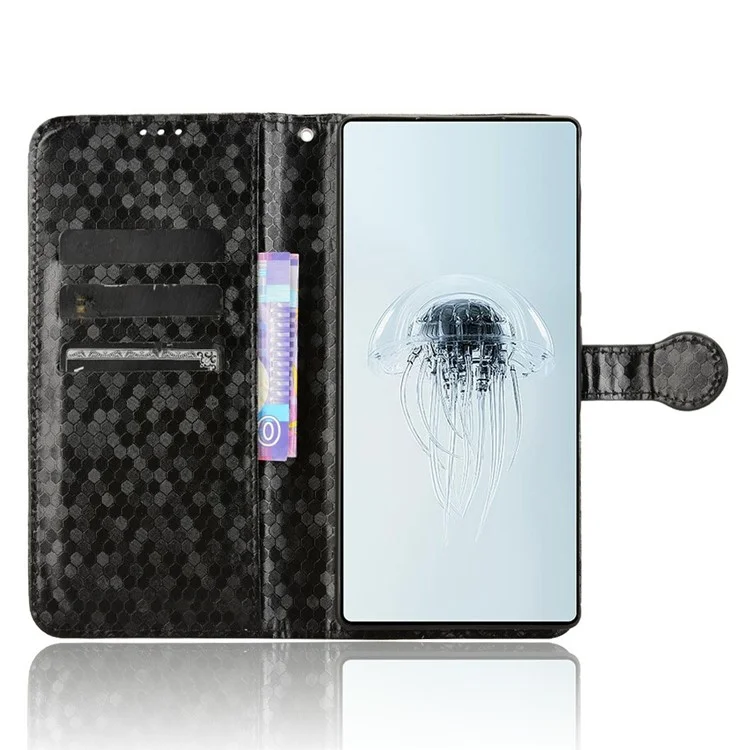 Funda de cartera para ZTE nubia Red Magic 10 Pro+ 5G / 10 Pro 5G, de piel de poliuretano con estampado de puntos - Negro