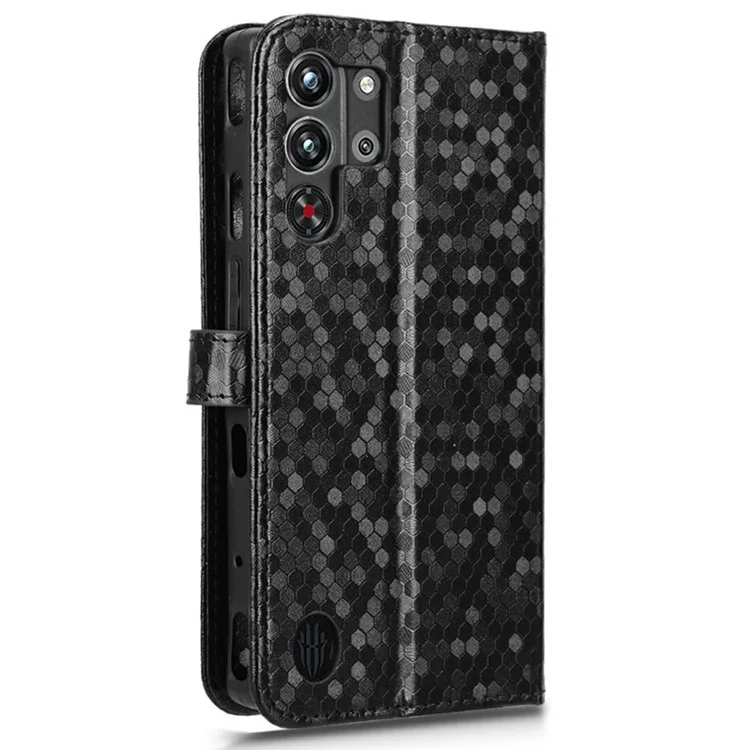 Funda de cartera para ZTE nubia Red Magic 10 Pro+ 5G / 10 Pro 5G, de piel de poliuretano con estampado de puntos - Negro