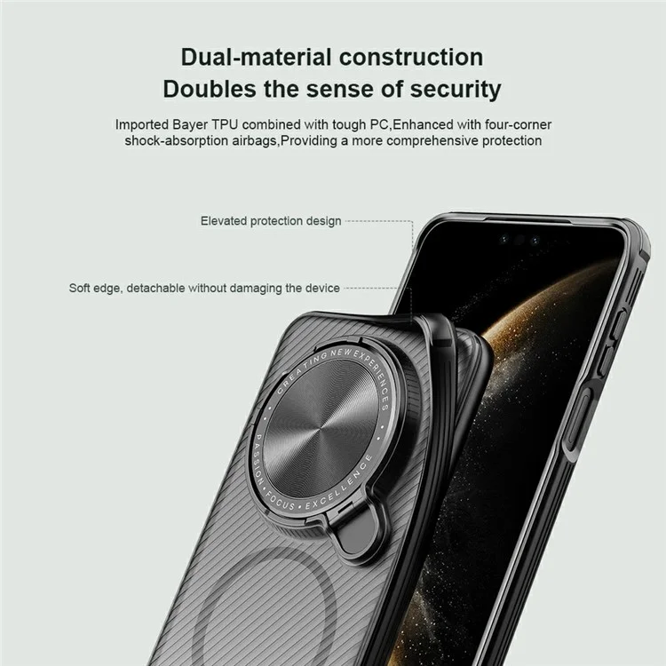Étui NILLKIN Camshield Prop Series pour Huawei Mate 70 Pro+ / Mate 70 Pro compatible avec MagSafe Housse de téléphone en TPU+PC avec curseur pour caméra