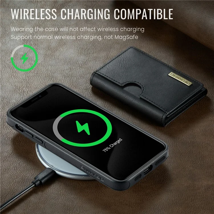 DG.MING M6 Series Magnetische Geldbörse Hülle für iPhone 11 Pro Max aus PU+PC+TPU - Schwarz