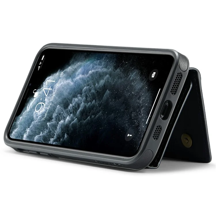 DG.MING M6 Series Magnetische Geldbörse Hülle für iPhone 11 Pro Max aus PU+PC+TPU - Schwarz