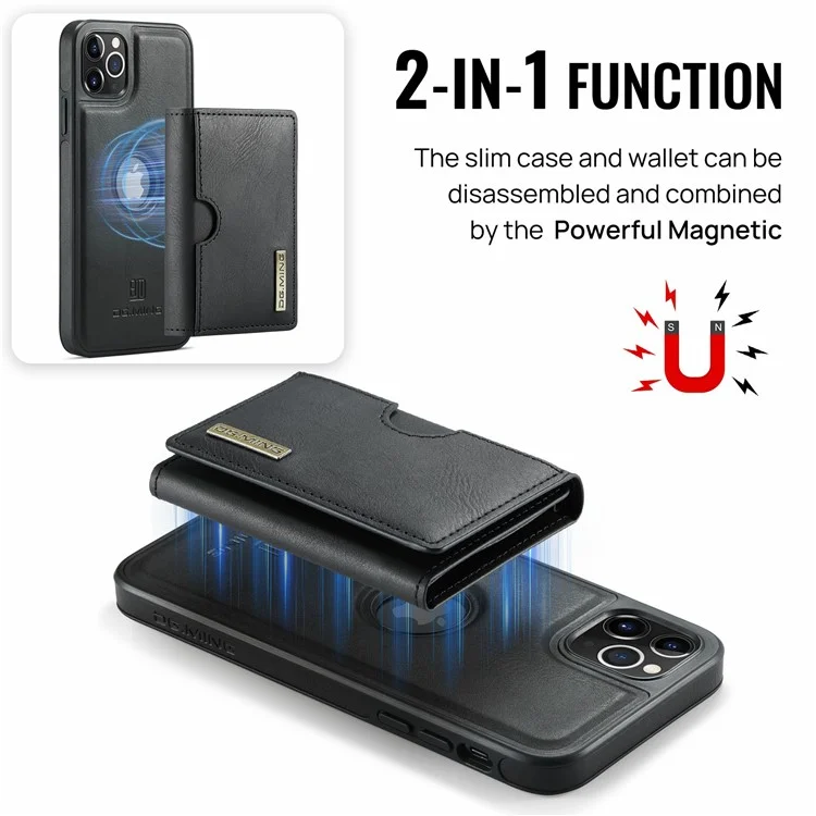 DG.MING M6 Series Magnetische Geldbörse Hülle für iPhone 11 Pro Max aus PU+PC+TPU - Schwarz