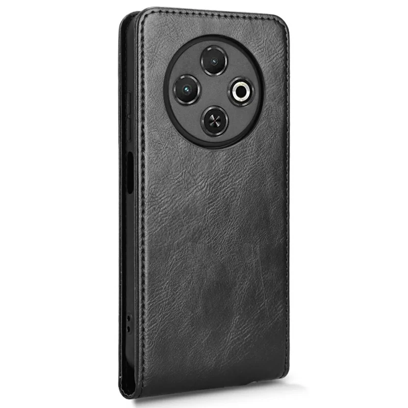 Custodia per TECNO Spark 30C 4G con slot per schede, magnetica, a rotazione verticale, in pelle - Nero