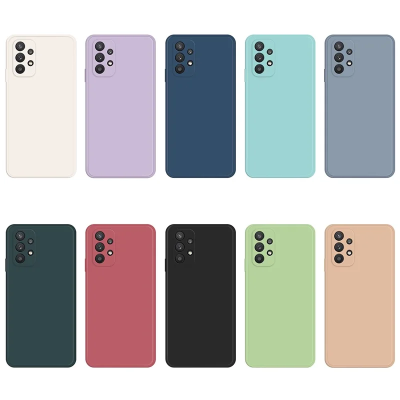 For Samsung Galaxy A32 5G / M32 5G Straight Edge Rubberized Flexible TPU Case Microfiber Lining Anti-Scratch Phone Protective Cover - Blackish Green