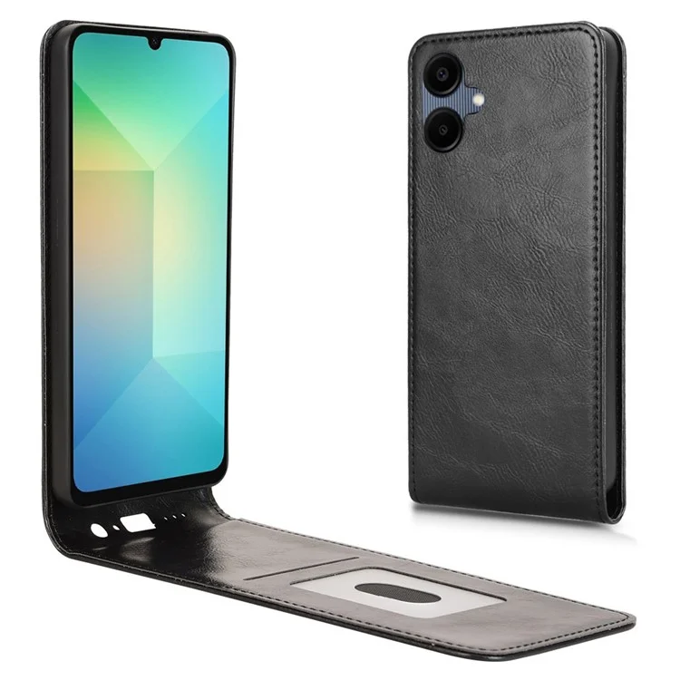 Чехол для Samsung Galaxy A06 с отделением для карт, вертикальный магнитный флип-чехол из кожи - черный