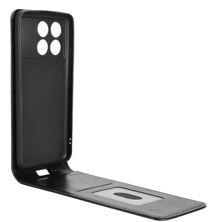 Funda para Xiaomi Poco X6 Pro 5G / Redmi K70E 5G con ranura para tarjeta, tapa magnética vertical de piel - Negro