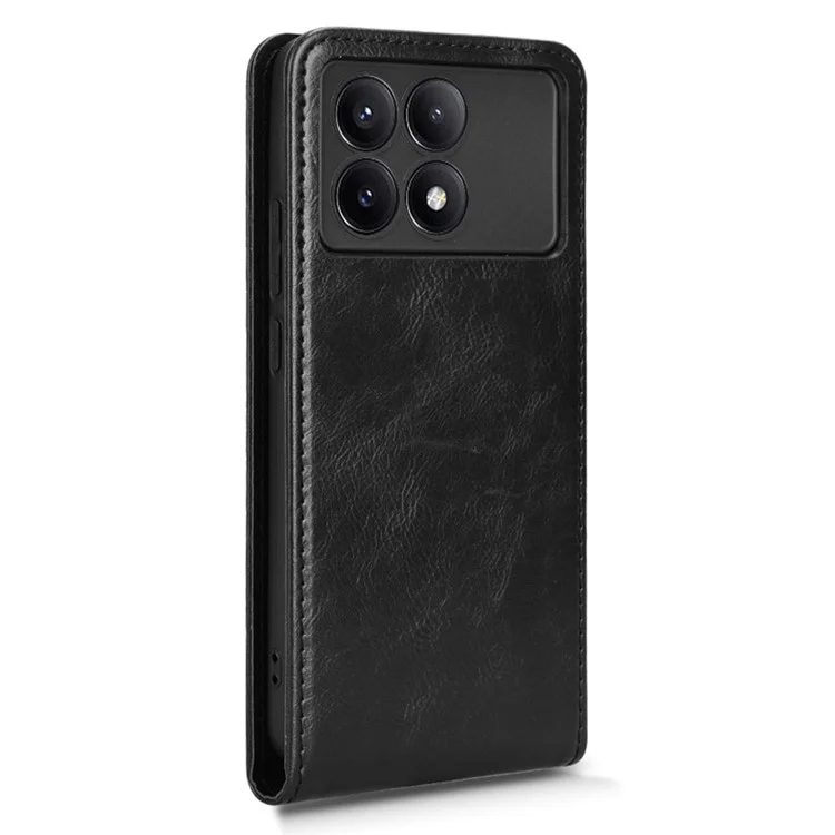 Funda para Xiaomi Poco X6 Pro 5G / Redmi K70E 5G con ranura para tarjeta, tapa magnética vertical de piel - Negro