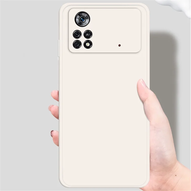 For Xiaomi Poco X4 Pro 5G Straight Edge Rubberized Soft TPU Case Microfiber Lining Anti-drop Phone Back Cover - Cyan