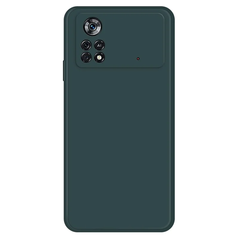 Para Xiaomi Poco X4 Pro 5G Straight Edge Rubberized Soft TPU Case Microfiber Lining Anti-drop Phone Back Cover - Blackish Green