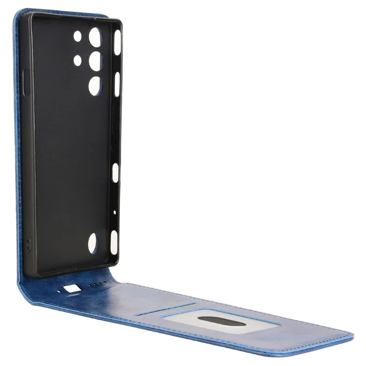 For ZTE nubia Red Magic 10 Pro+ 5G  /  10 Pro 5G Case with Card Slot Magnetic Vertical Flip Leather Phone Cover - Dark Blue