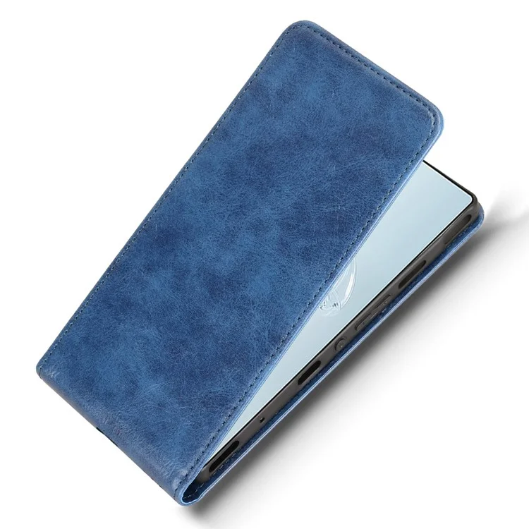 For ZTE nubia Red Magic 10 Pro+ 5G  /  10 Pro 5G Case with Card Slot Magnetic Vertical Flip Leather Phone Cover - Dark Blue