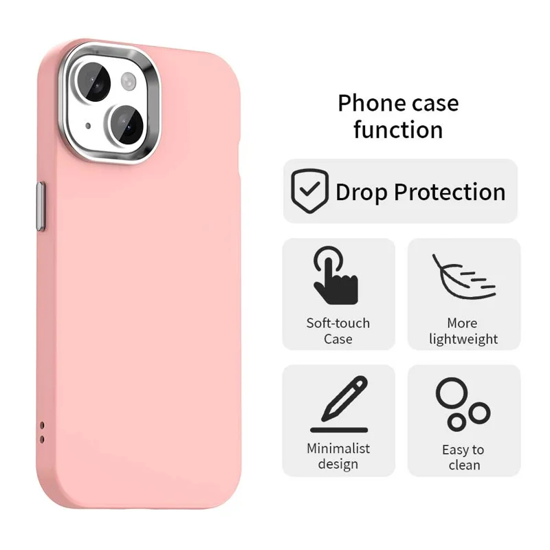 For iPhone 15 Case Soft TPU Anti Drop Protection Phone Cover - Pink