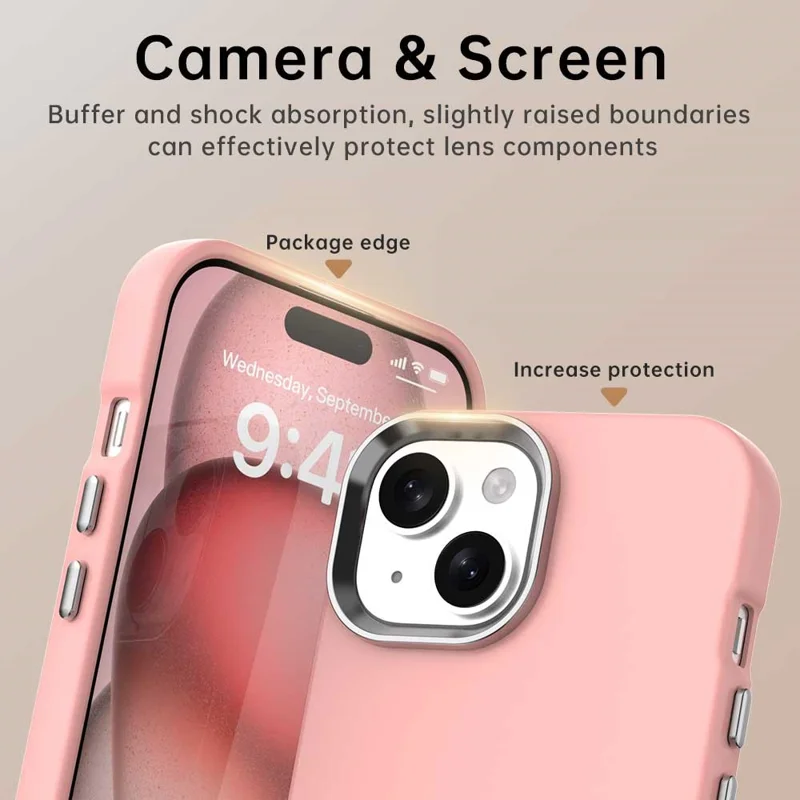 For iPhone 15 Case Soft TPU Anti Drop Protection Phone Cover - Pink