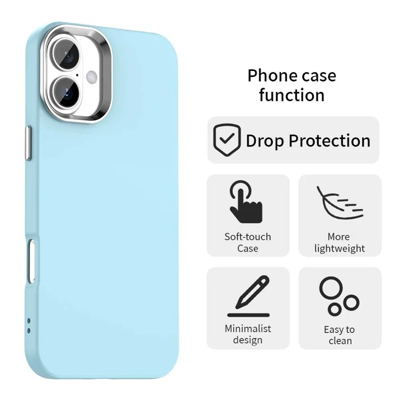 For iPhone 16 Case TPU + TPE Anti Drop Protection Phone Cover - Blue