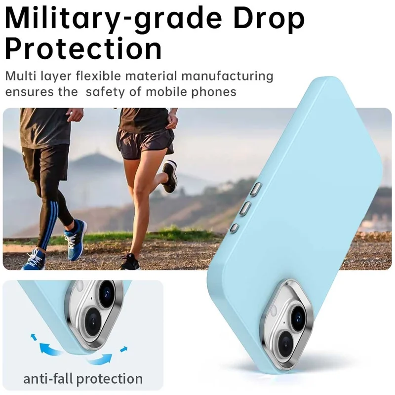 For iPhone 16 Case TPU + TPE Anti Drop Protection Phone Cover - Blue