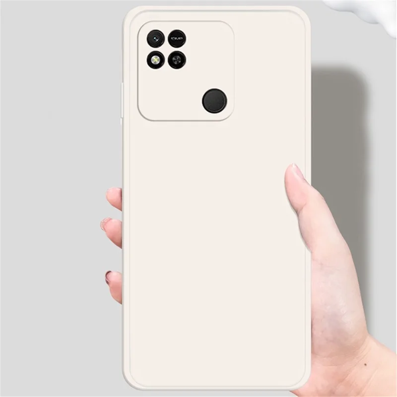 Til Xiaomi Redmi 10A Ret Kantsløs Gummibelagt TPU Beskyttelsesdæksel med Mikrofiberfor, Telefon Bagdæksel - Beige