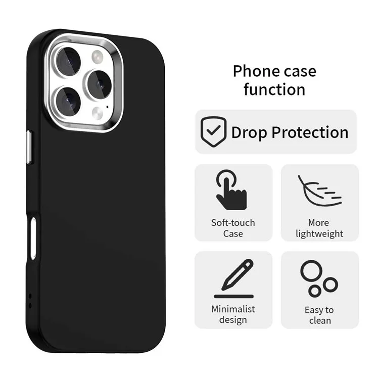Funda para iPhone 16 Pro Max de TPU + TPE con protección anti caídas - Negro
