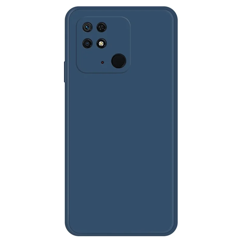 Per Xiaomi Redmi 10C 4G Straight Edge Rubberized TPU Phone Back Case Microfiber Lining Anti-scratch Anti-drop Cover - Dark Blue