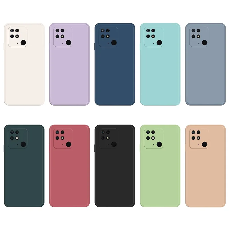 Per Xiaomi Redmi 10C 4G Straight Edge Rubberized TPU Phone Back Case Microfiber Lining Anti-scratch Anti-drop Cover - Dark Blue