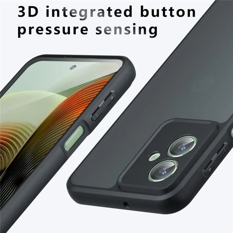 Для Motorola Moto G55 5G Чехол Skin-Touch TPU+PC Матовый телефонный корпус, прозрачный черный