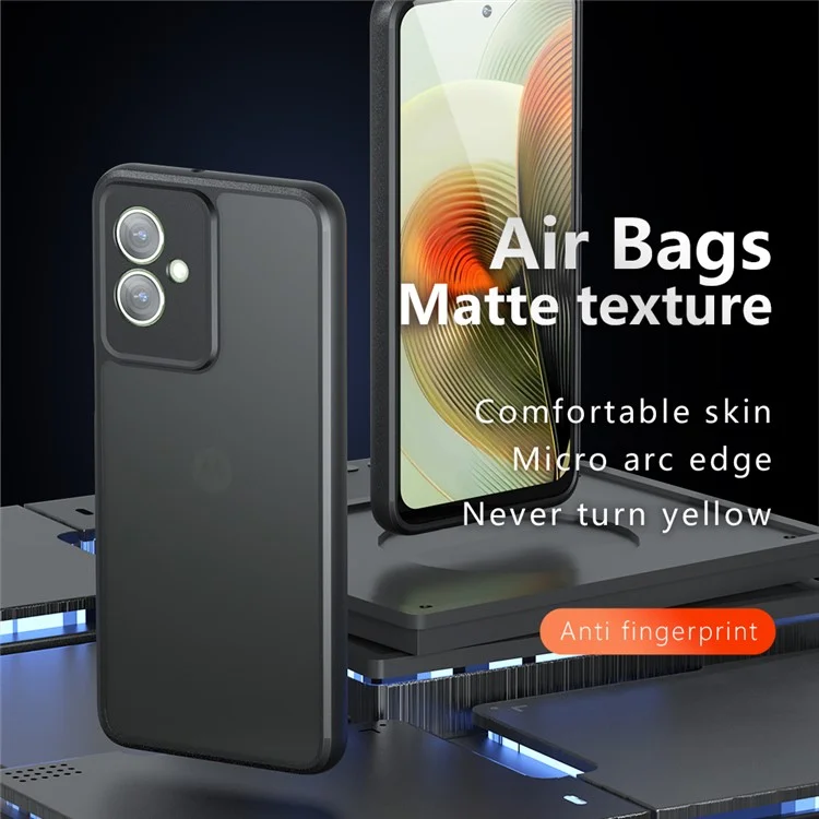 Для Motorola Moto G55 5G Чехол Skin-Touch TPU+PC Матовый телефонный корпус, прозрачный черный