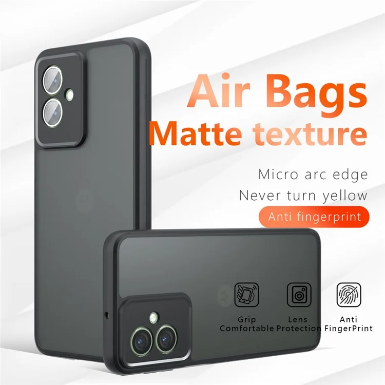 Для Motorola Moto G55 5G Чехол Skin-Touch TPU+PC Матовый телефонный корпус, прозрачный черный