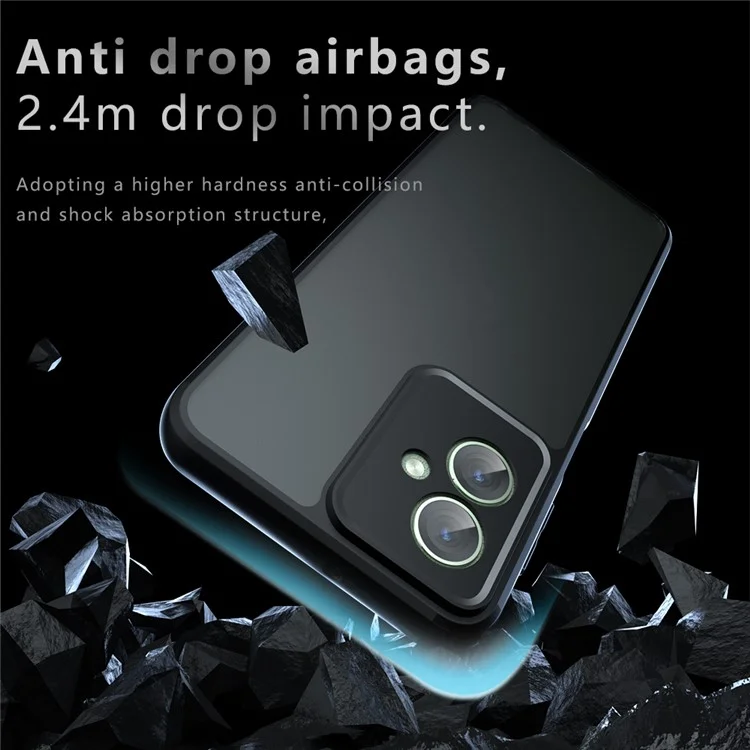 Для Motorola Moto G55 5G Чехол Skin-Touch TPU+PC Матовый телефонный корпус, прозрачный черный