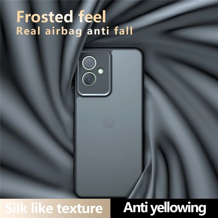 Для Motorola Moto G55 5G Чехол Skin-Touch TPU+PC Матовый телефонный корпус, прозрачный черный