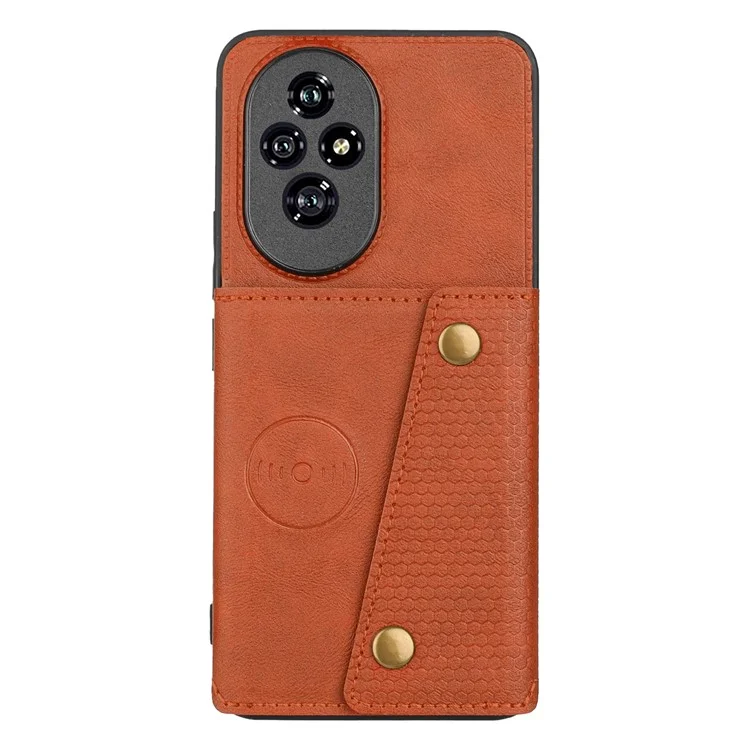 Custodia per Honor 200 5G con slot per schede, supporto, pelle+TPU - Marrone