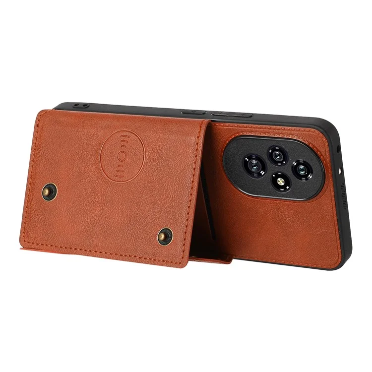 Custodia per Honor 200 5G con slot per schede, supporto, pelle+TPU - Marrone
