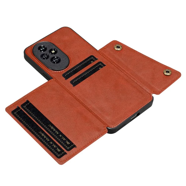 Custodia per Honor 200 5G con slot per schede, supporto, pelle+TPU - Marrone