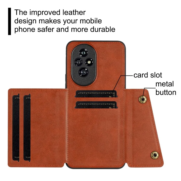 Custodia per Honor 200 5G con slot per schede, supporto, pelle+TPU - Marrone