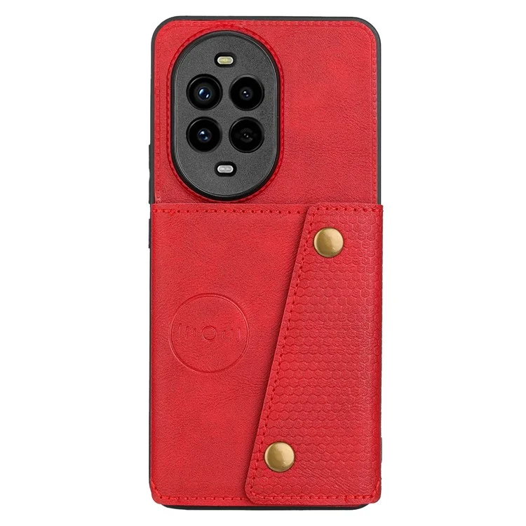 Étui pour Huawei nova 13 Pro 5G avec fentes pour cartes, support et housse en cuir + TPU - Rouge