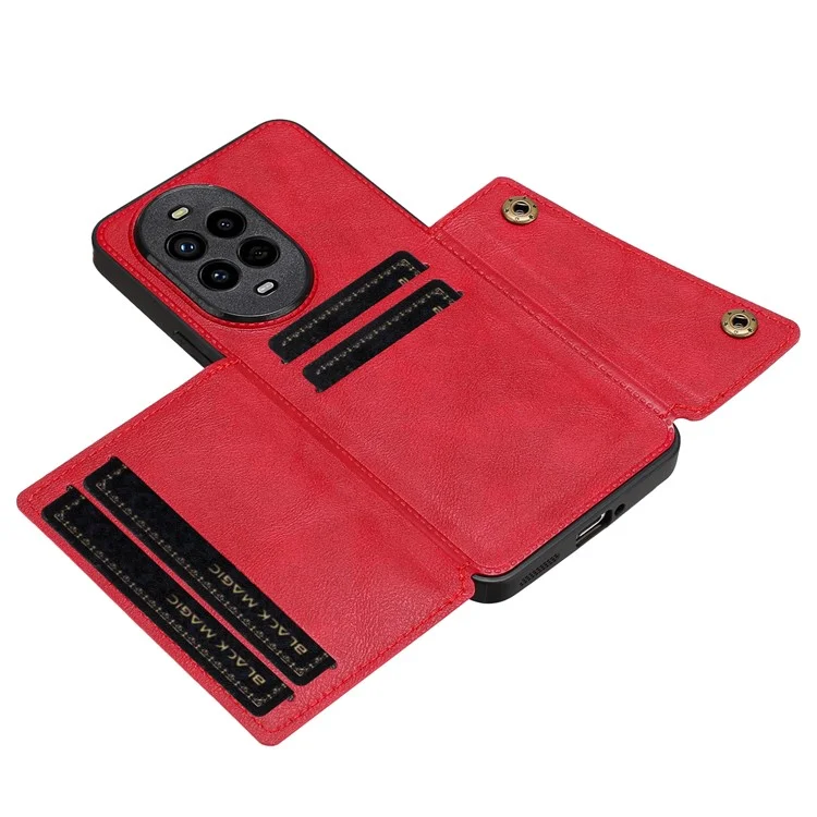 Étui pour Huawei nova 13 Pro 5G avec fentes pour cartes, support et housse en cuir + TPU - Rouge