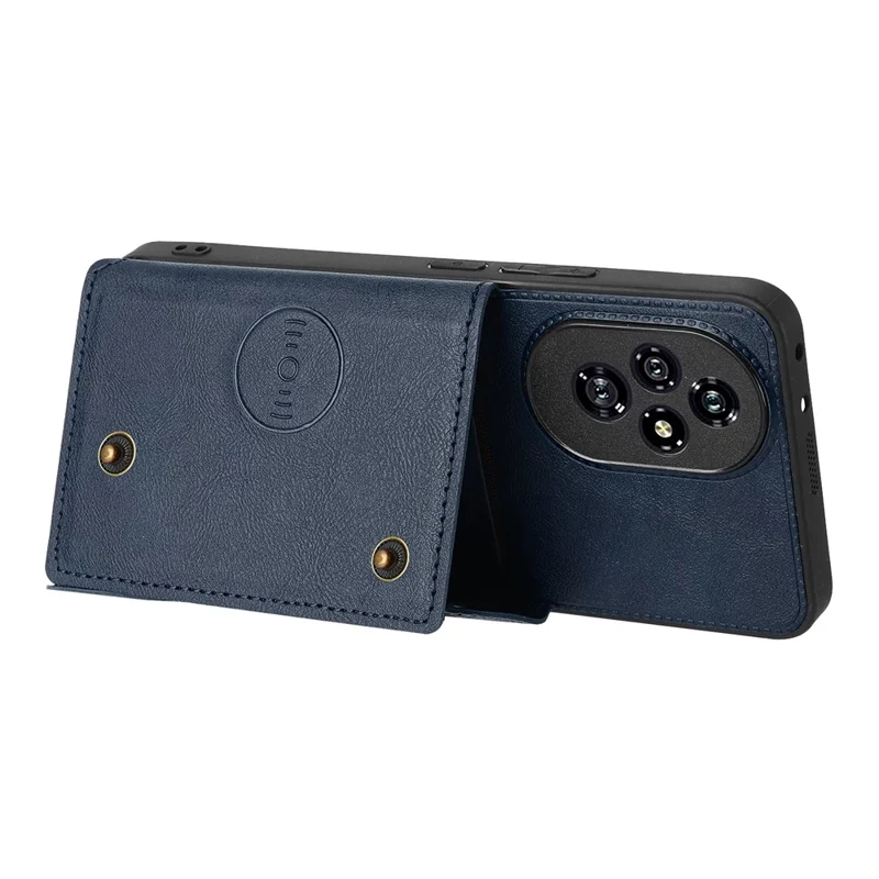 For Honor 200 Pro 5G Case with Card Slots Kickstand Leather + TPU Phone Cover - Blue