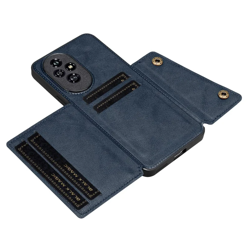 For Honor 200 Pro 5G Case with Card Slots Kickstand Leather + TPU Phone Cover - Blue