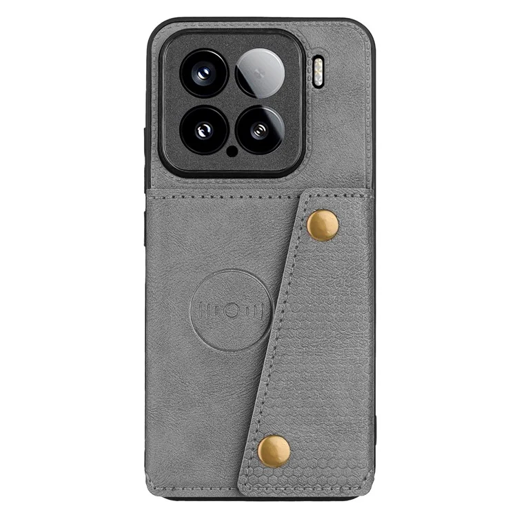 Custodia per Xiaomi 15 con slot per schede, supporto, pelle + TPU - Grigio